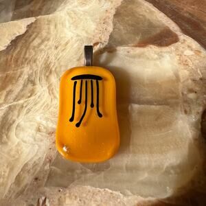 Yellow Art Glass Pendant 2”